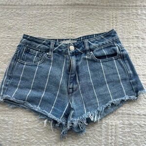 Blue Striped Jean Shorts from Pacsun